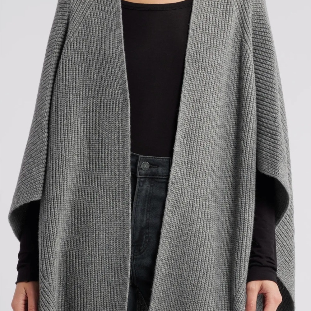 All Saints Women Travelling Ruana Grey One Size Wool Blend